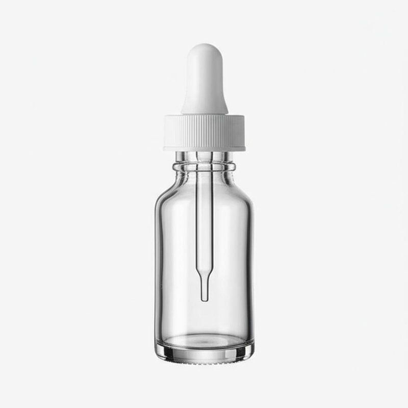 Ukuran leher botol penetes cairan transparan 18mm ideal untuk penyimpanan kosmetik, minyak esensial, serum, dan cairan farmasi